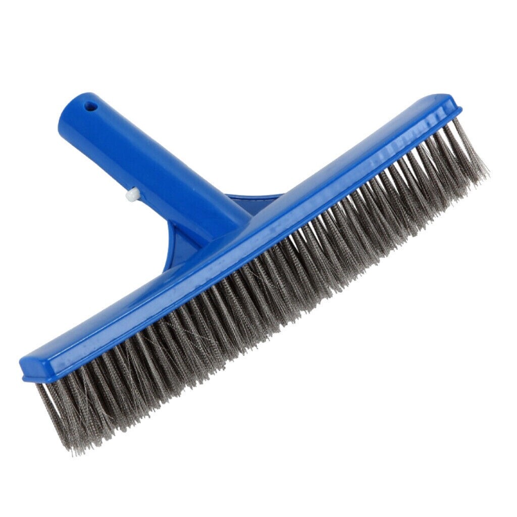 10&Prime; Swimming Pool Algae Wall Brush w/Stainless Steel Bristles, Plastic Handle