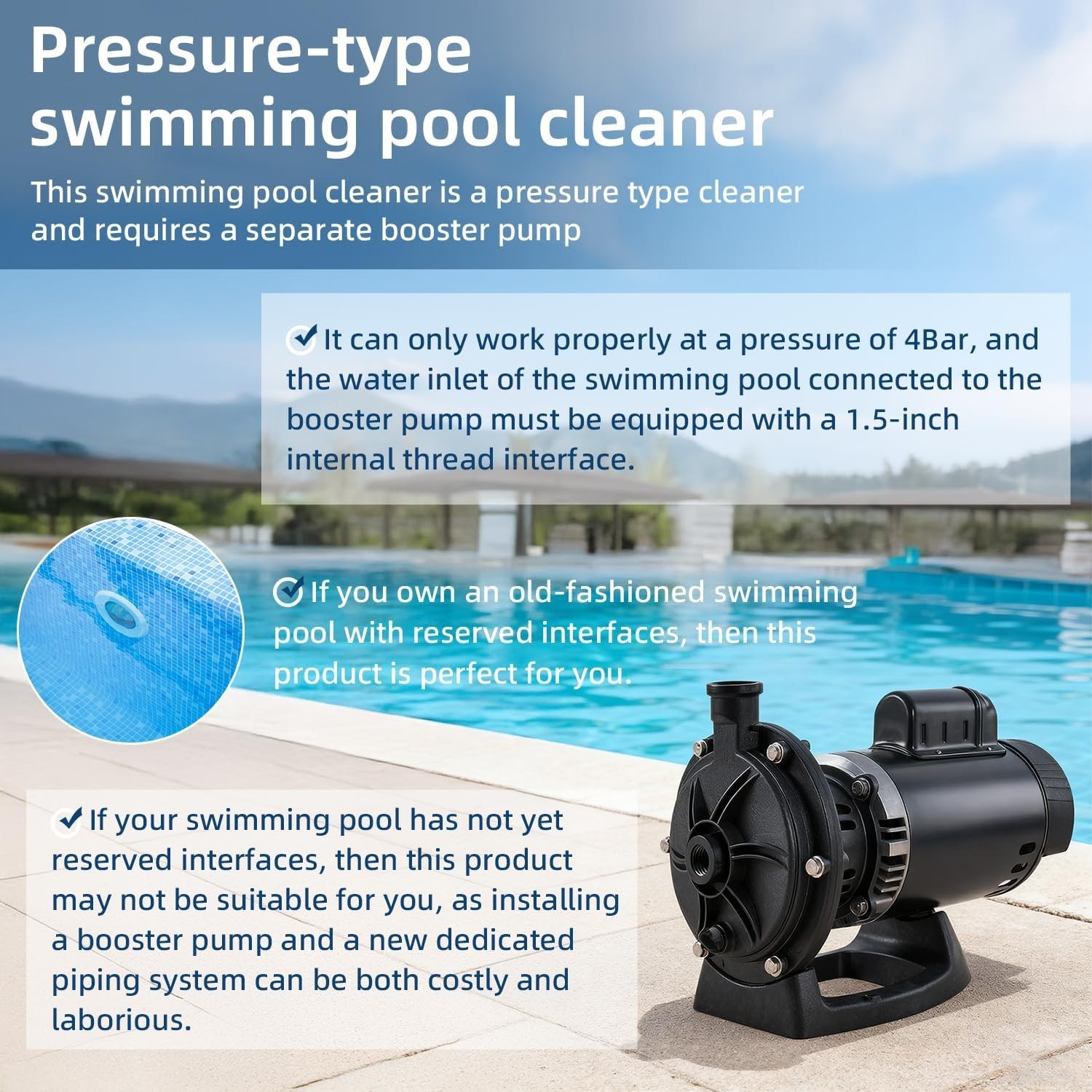 MAKHOON Upgrade Pool Pressure Side Sweeper: Professional Solution For Resi Pools