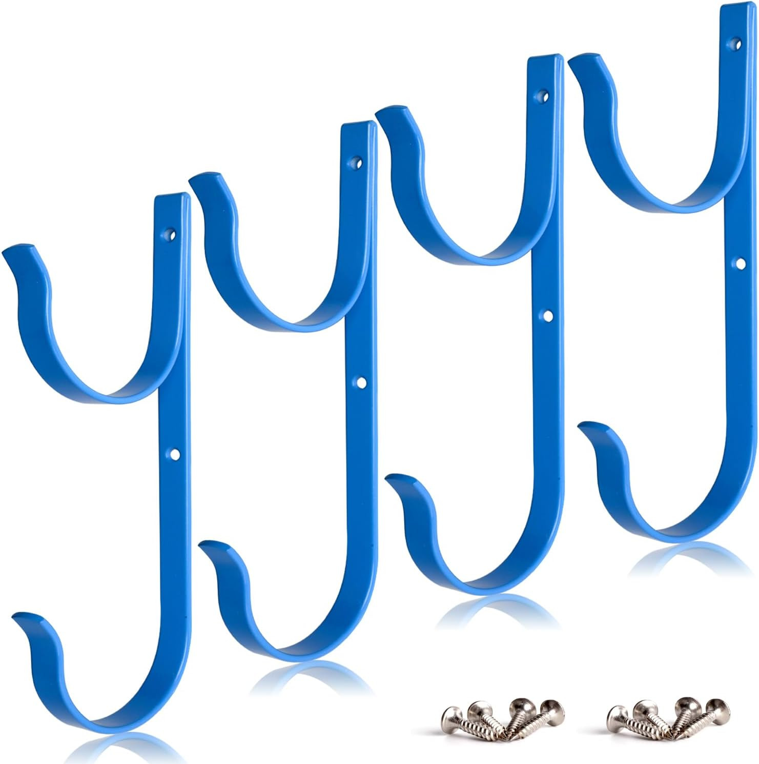 4 PCS Set Pool Pole Hangers Heavy Duty Blue Aluminium Holder Hooks with Screws P