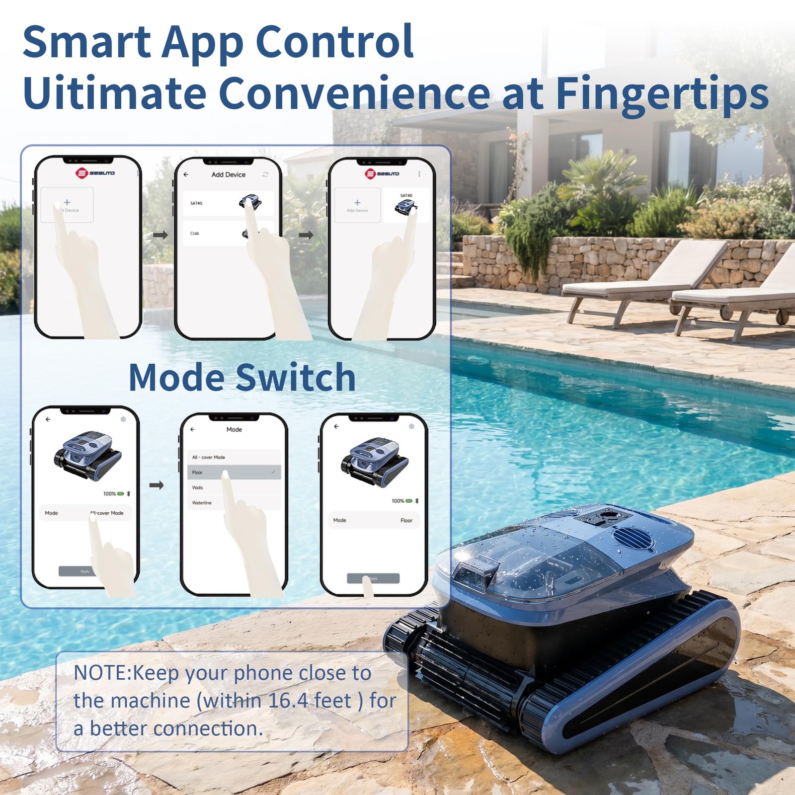 (2026 New) Cordless Robotic Pool Cleaner, 240-Min Wall-Climbing Automatic Poo…