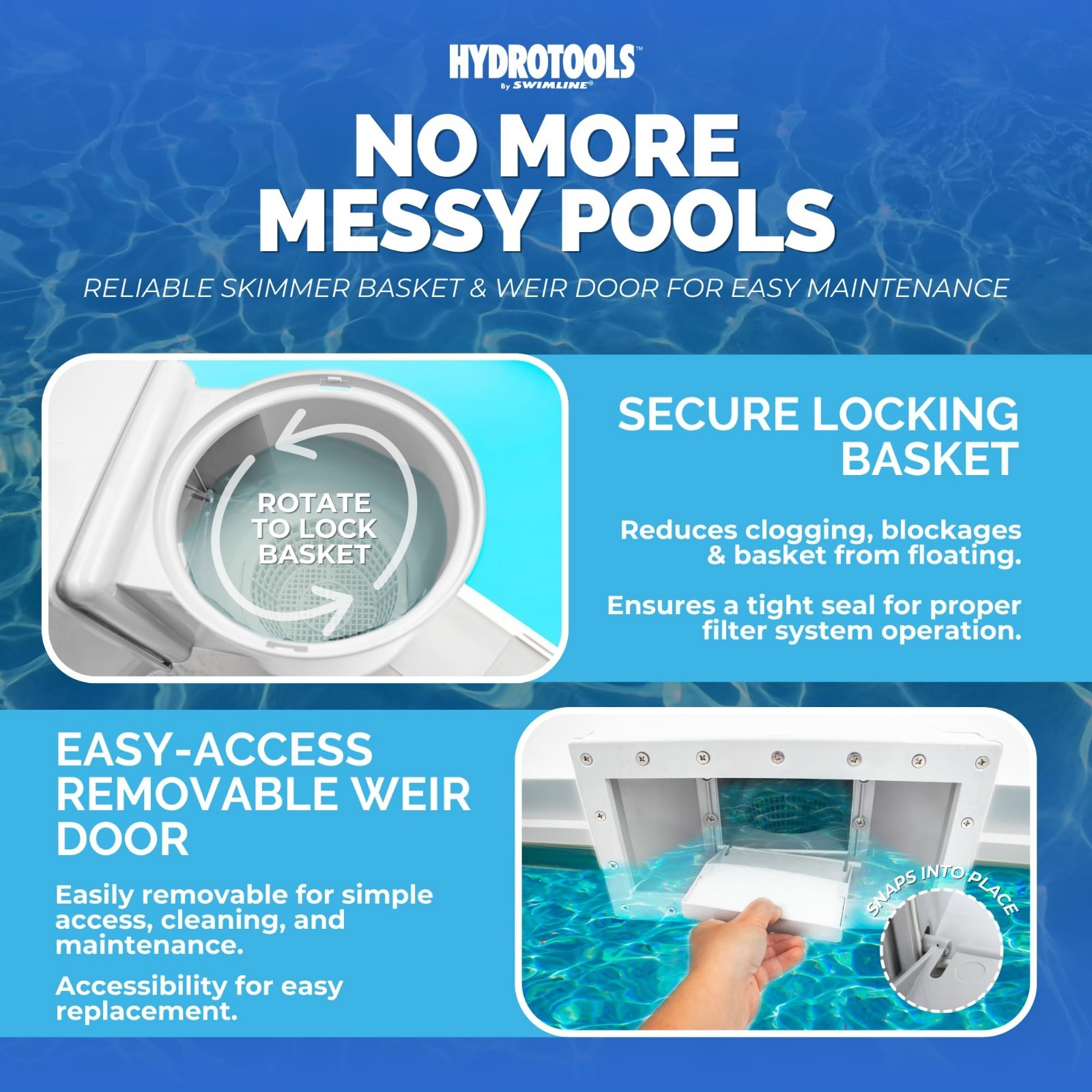 Wide Mouth Above Ground Pool Skimmer Kit | Durable ABS | Easy Access Basket | Sn