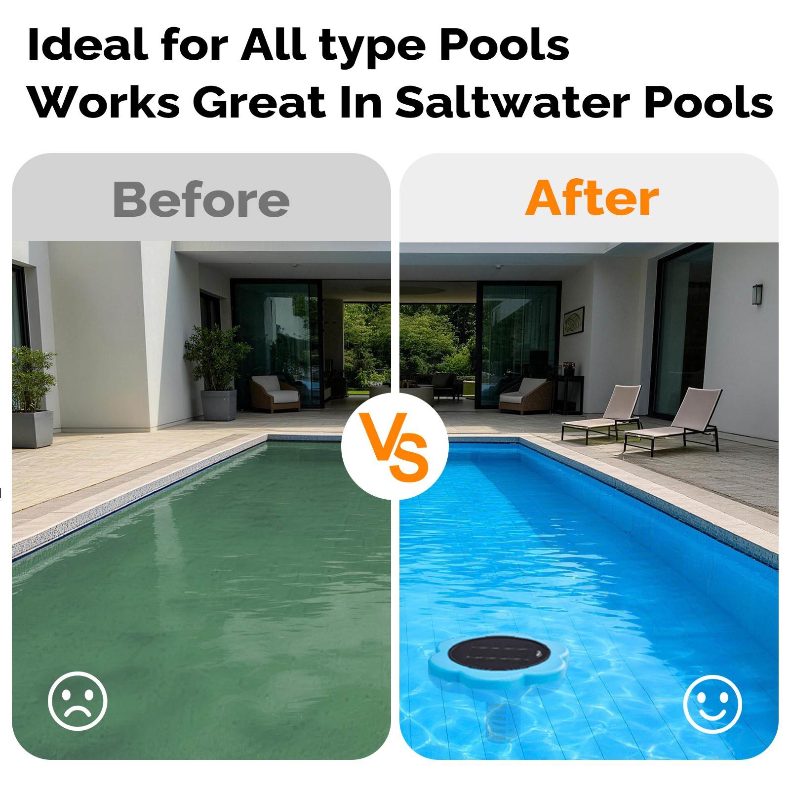 Solar Copper Pool Ionizer for Water Clarification Above Ground Inground Pool