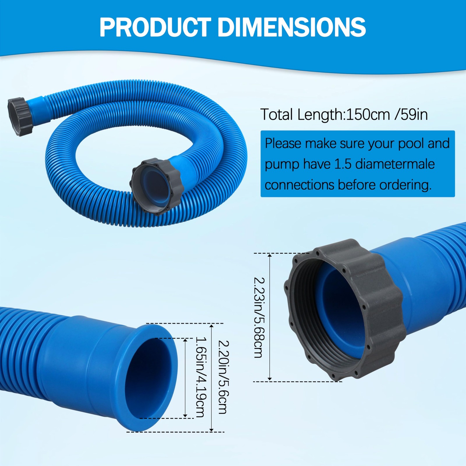 29060E Above Ground Pool Hoses 1.5 inches diameter, 59 length, 1 pcs