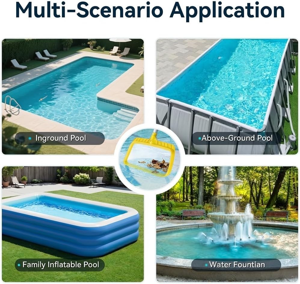 Professional 30-Mesh Pool Leaf Rake with Ergonomic Handle – Ideal for All Pools