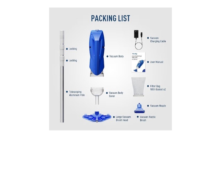 Cordless Pool Vacuum for Above Ground & Inground Pools, 18.5GPM Suction with…