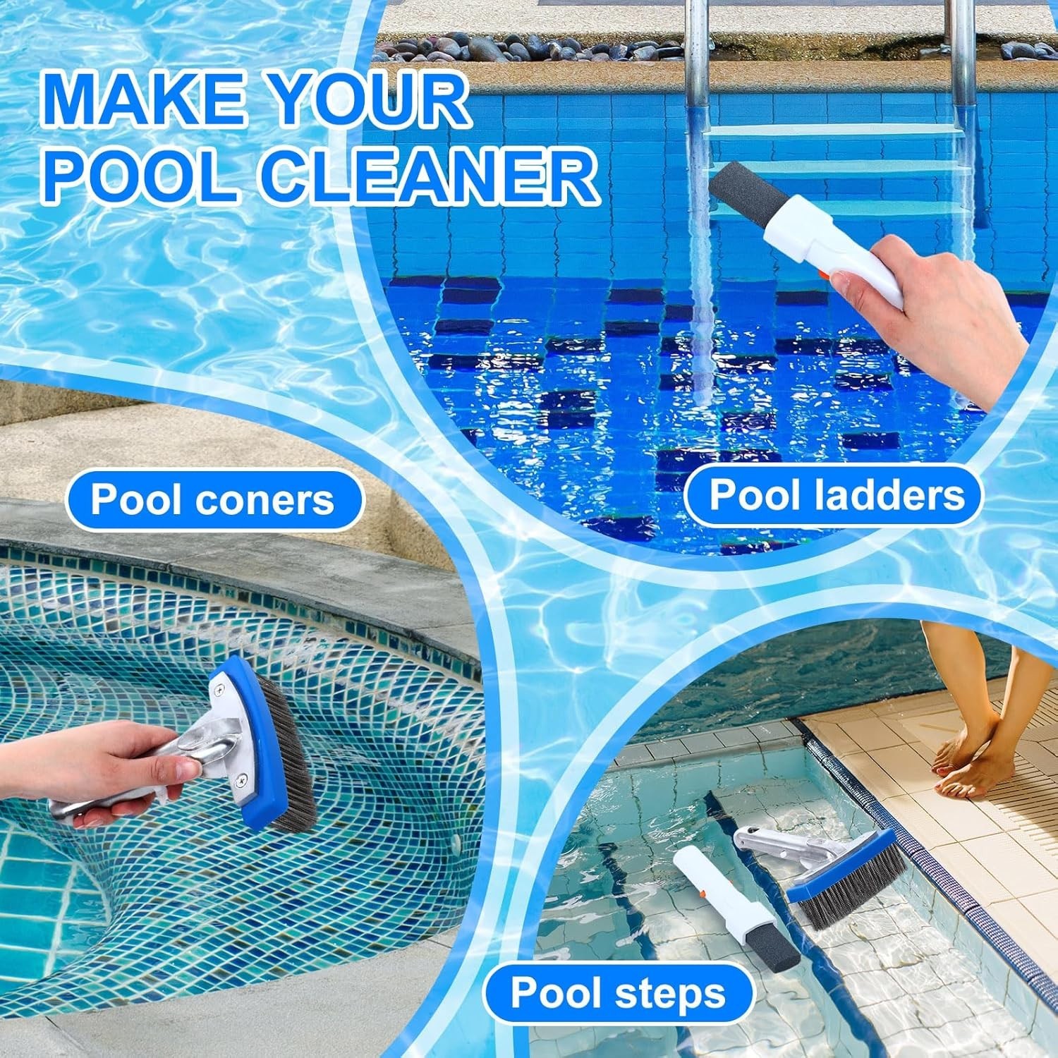 5-Piece Pool Cleaning Kit with Stainless Steel Brush, Pumice Stones, Scrub Br…