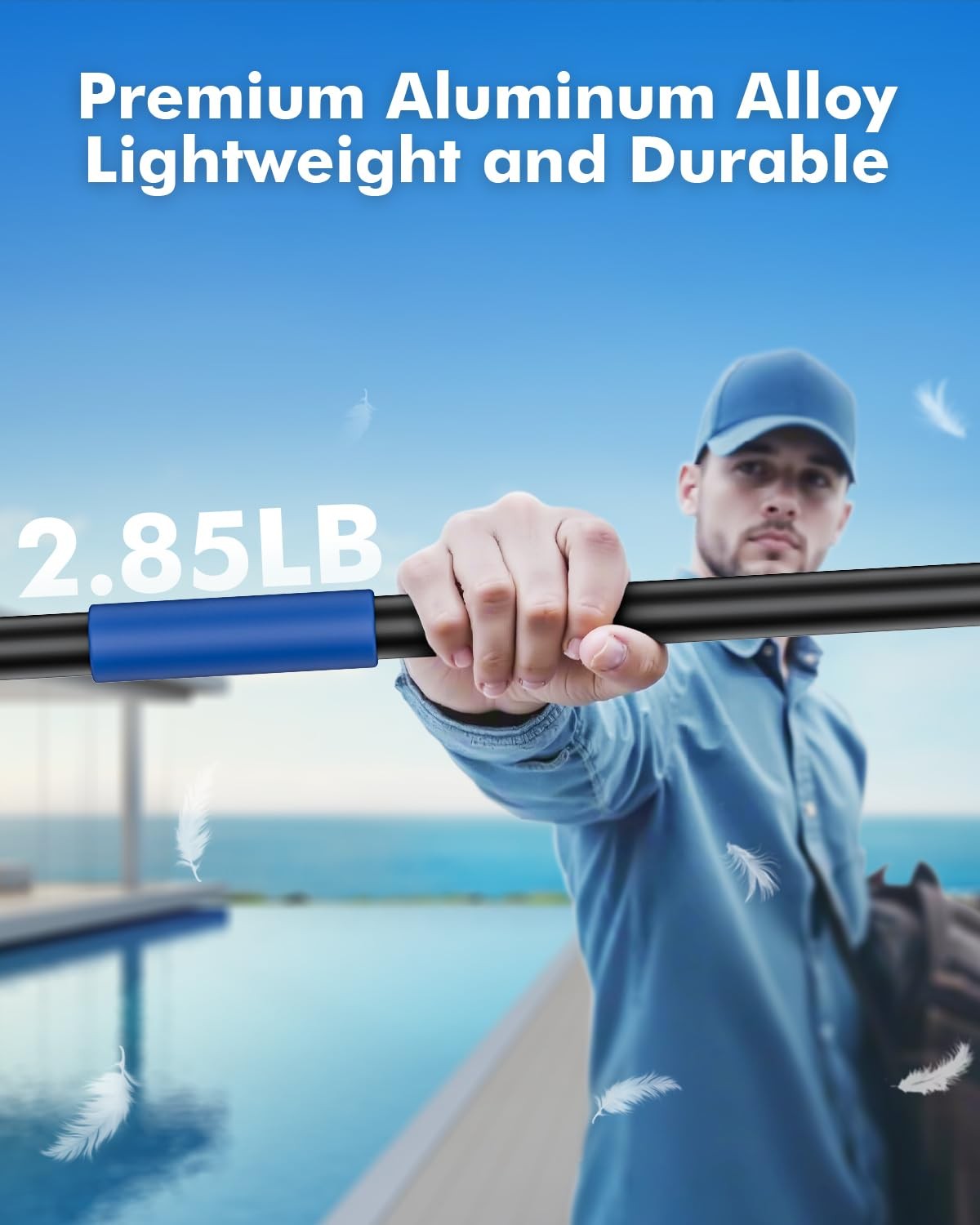 Pool Pole Telescopic 16FT Heavy Duty Upgraded Aluminum, 16 Ft Extension/Extenda