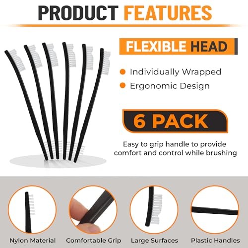 Dual-Purpose Toothbrush-Style Detail Brushes, 6-Pack – Precision Nylon