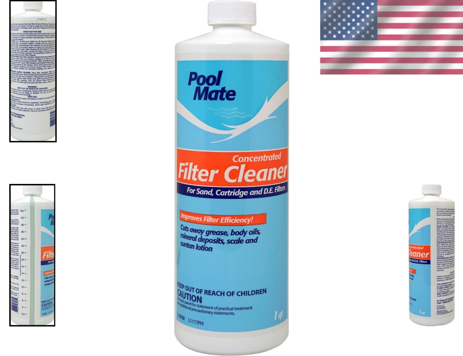 Liquid Pool Filter Cleaner – 1 Quart, Cleans Sand, Cartridge, D.E. Filters
