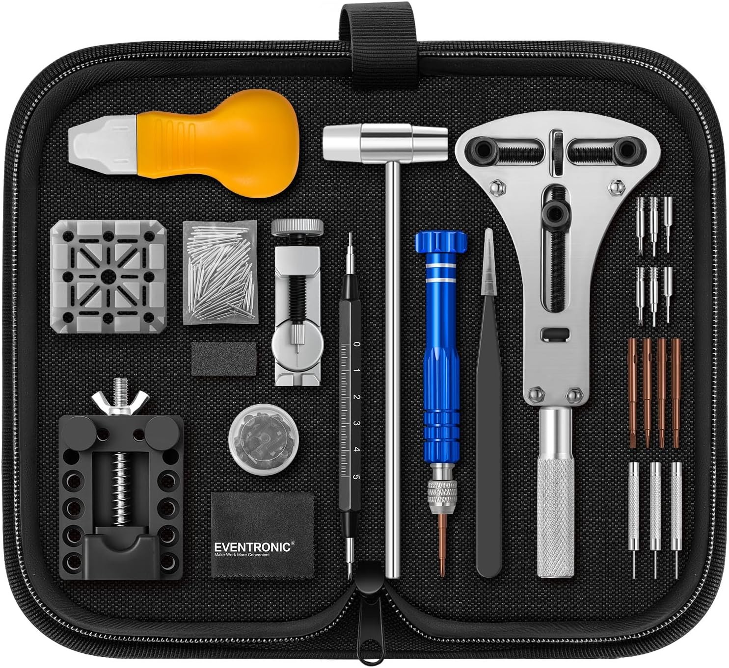 【2025 Upgrade】Eventronic Watch Repair Kit, Link Removal 142pcs, Black