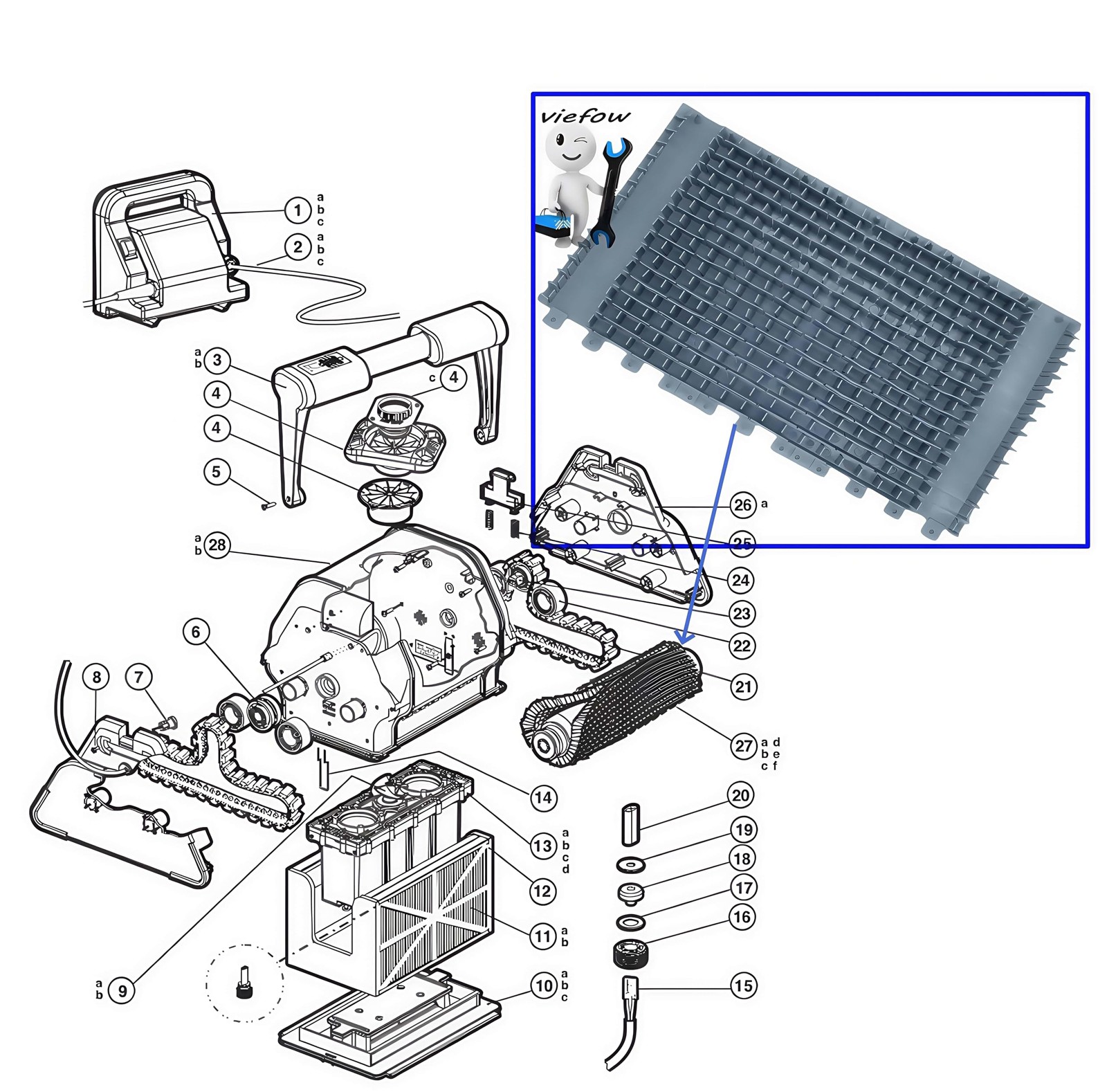 Viefow 6101641-R2 Pool Cleaner Climbing Repair Part for Dolphi-n Robotic Gray