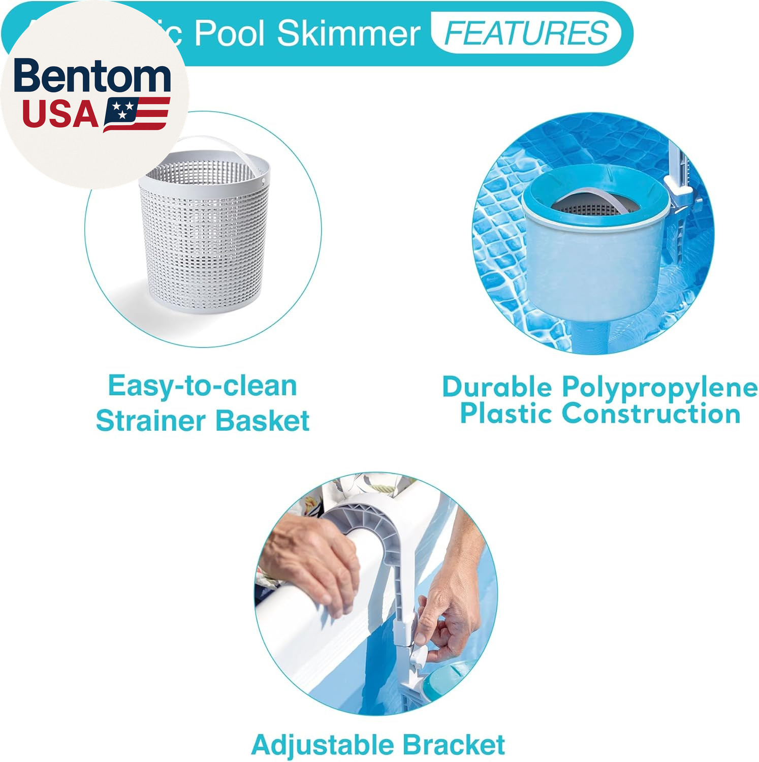 Deluxe Automatic Surface Skimmer Bundled with Maintenance Kit W/ Vacuum & Pole,