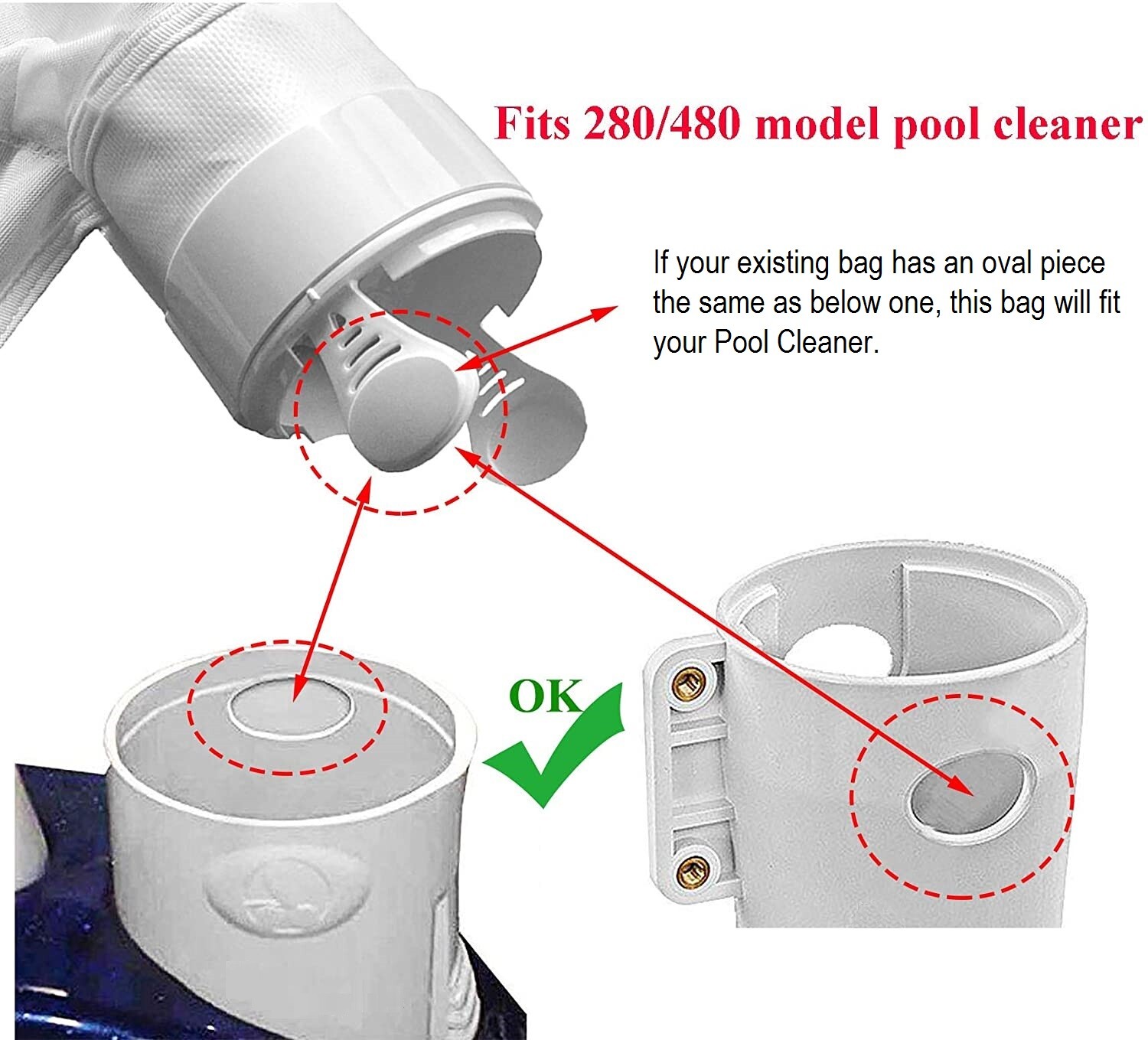 2pc Pool Cleaner All Purpose Filter Bag K16 Replacement Fits for Polaris 280 480