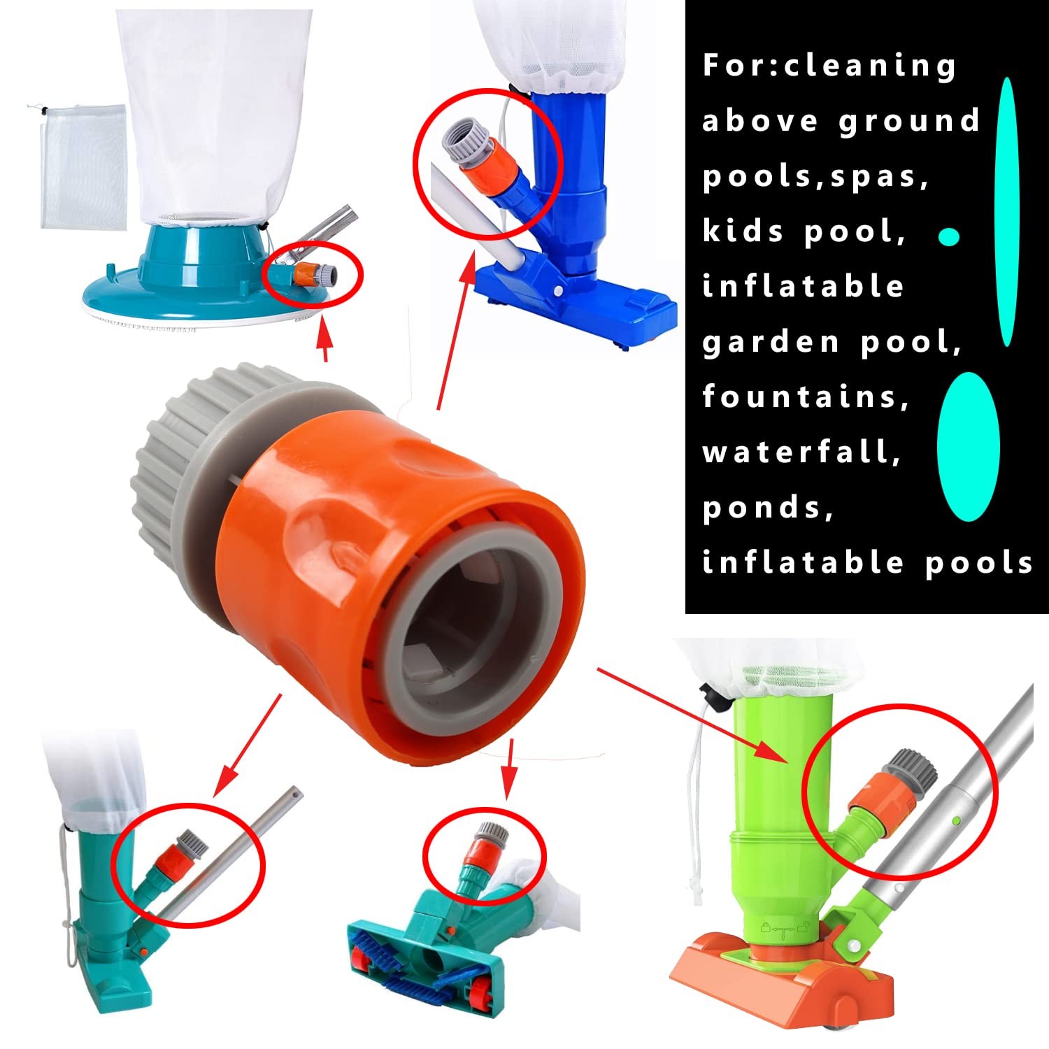 Quick Coupler for Portable Pool Vacuum Jet Cleaner for Inflatable Pool Vacuum…