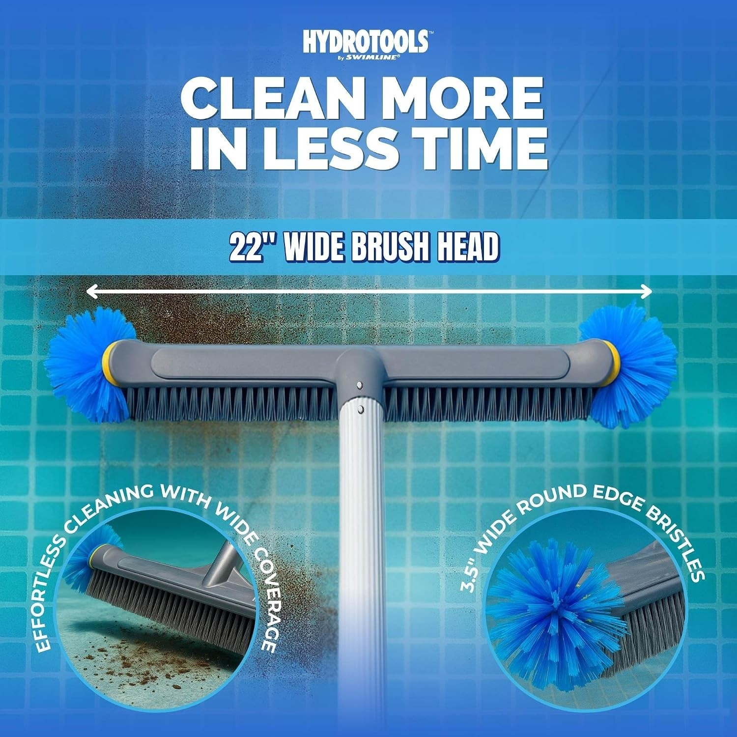 EZ Clip Compatible 22-Inch Pool Brush | Round Edge Bristles