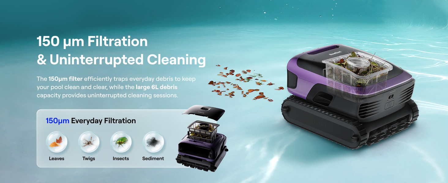 Beatbot Sora 70 Pool Vacuum Robot, 360° Top-to-Bottom Cleaning,Lilac