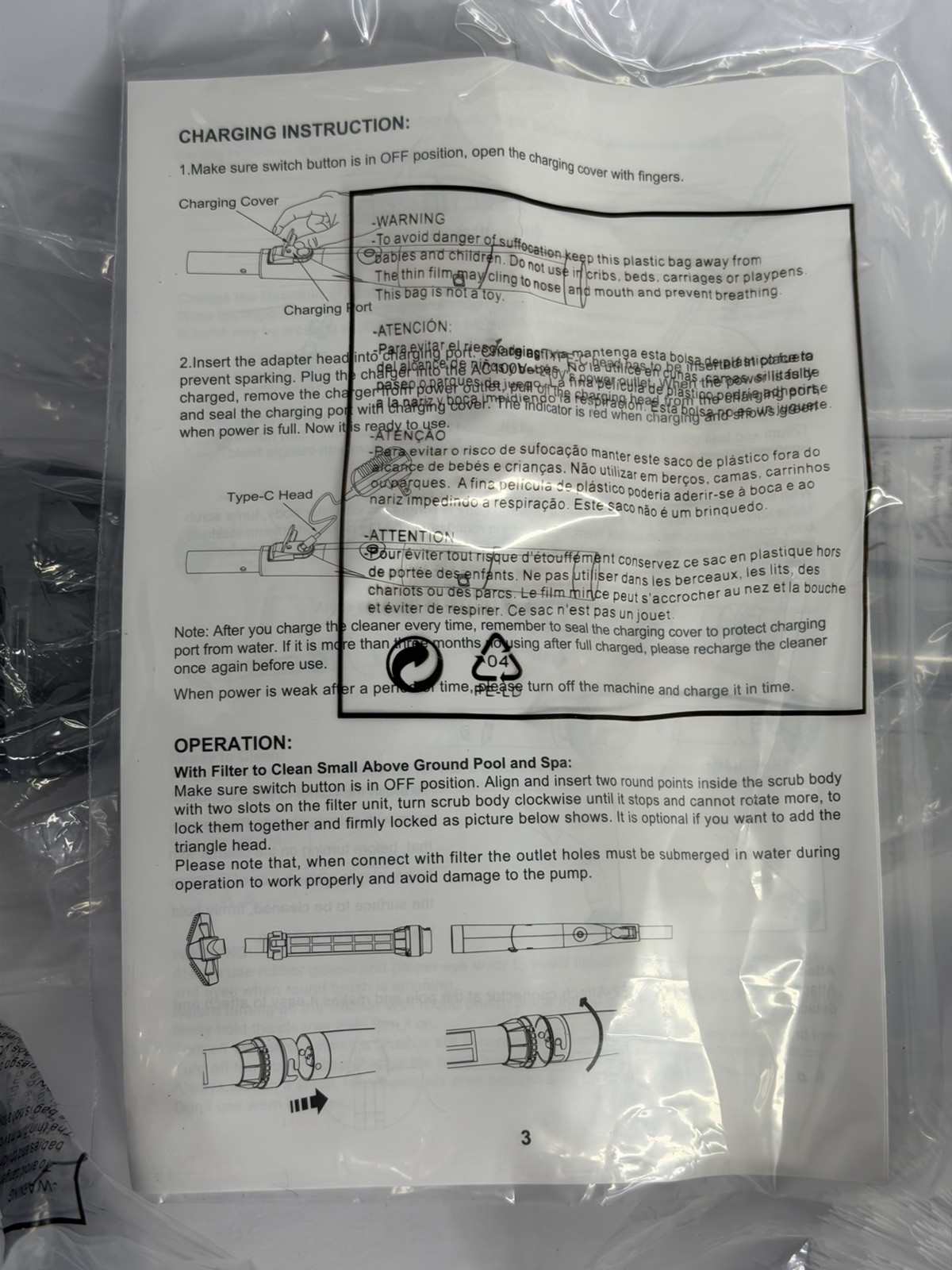 Oxseryn Lightweight Pool Vacuum Stick Cleaner for Spas Hot Tubs Above Ground New