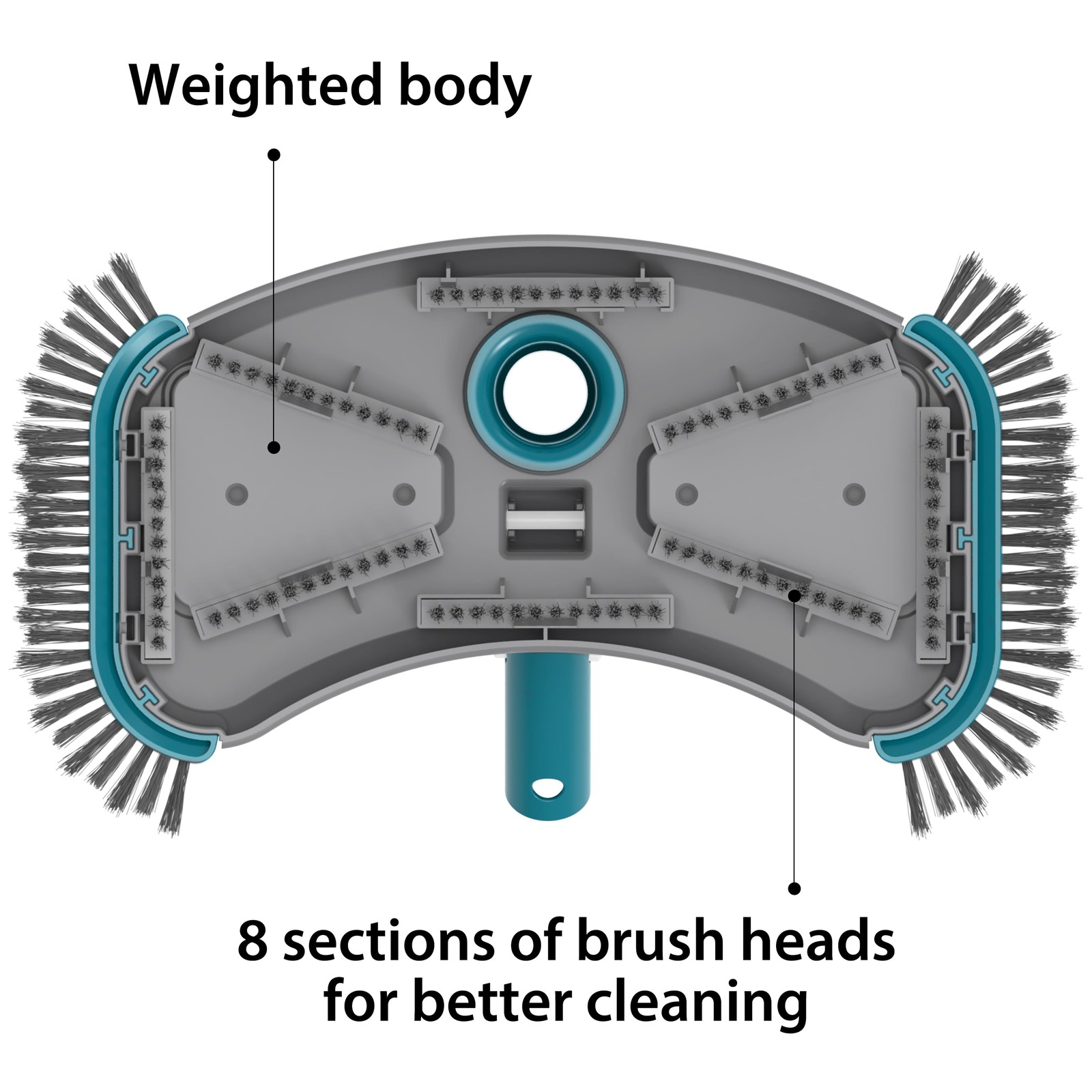Bluescape Teal & Gray 14in Pool Vacuum Head with Air Valve and PP Bristles