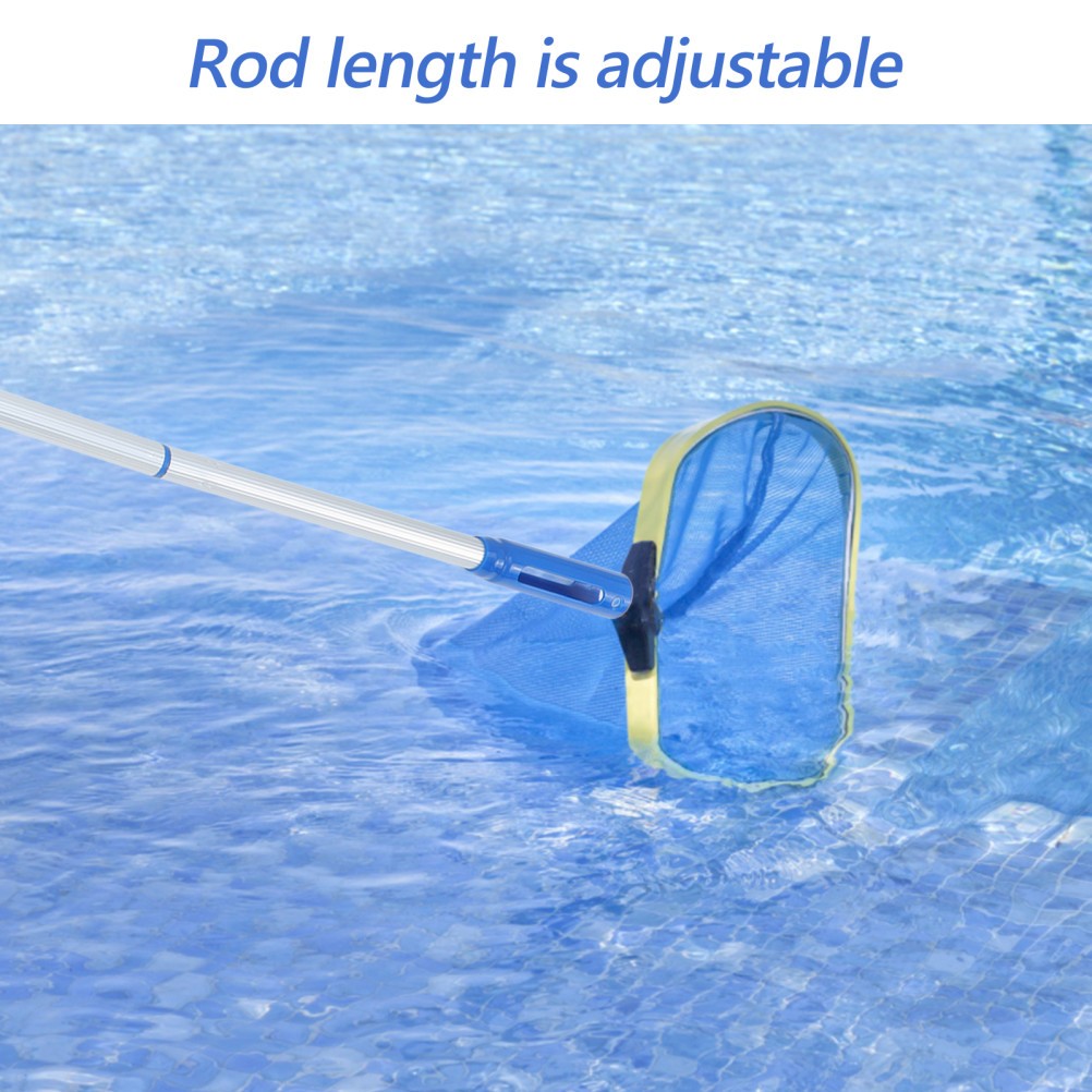 Blue Adjustable Aluminum Pool Pole Detachable Telescopic 3-Section Cleaning Tool