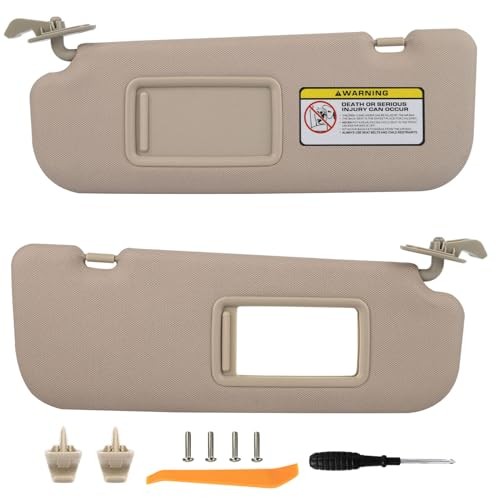 Pair Sun Visor Compatible with 2011-2016 Hyundai Elantra (Beige) Left + Right