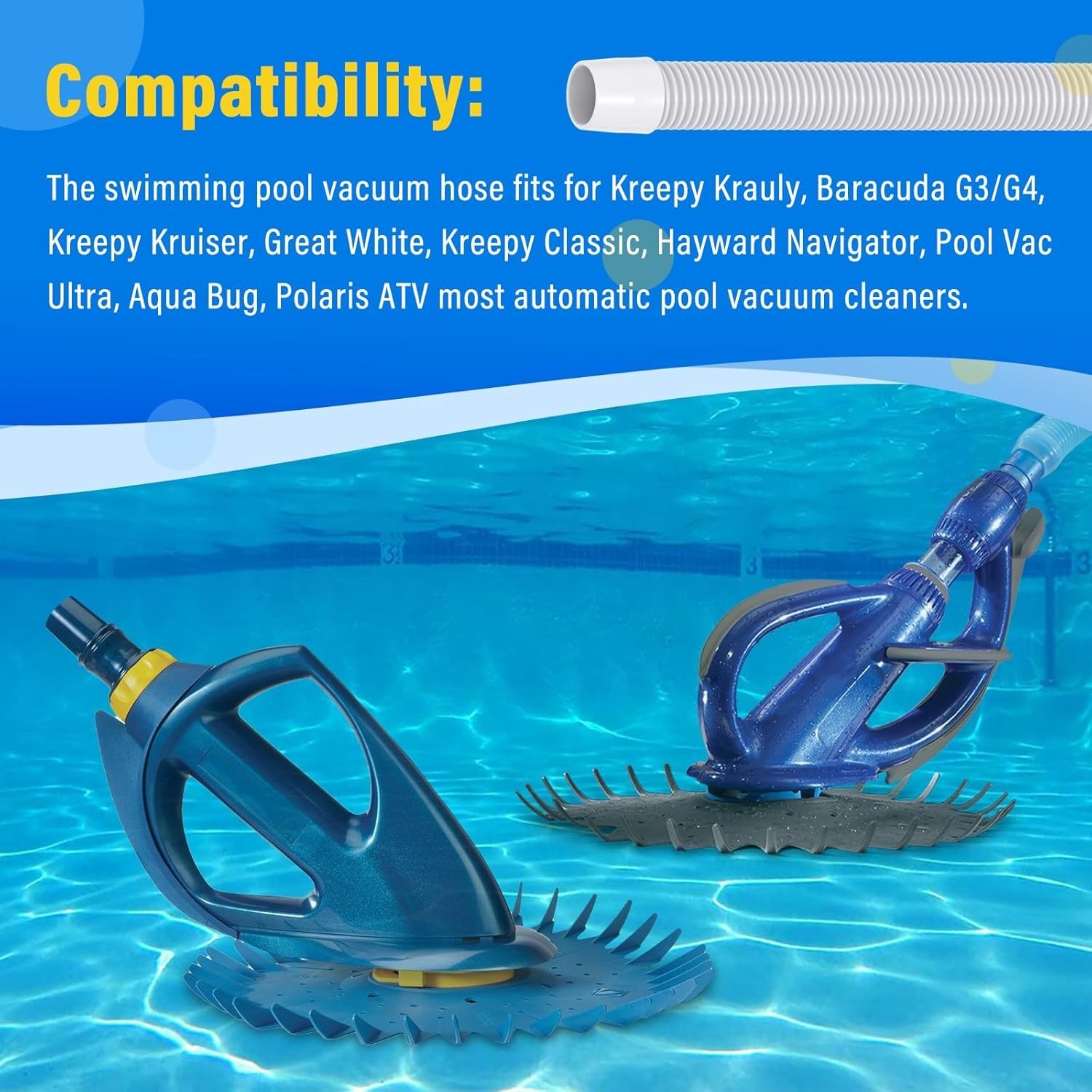 Durable 48&Prime; Pool Vacuum Hose Set – Perfect for Automatic Cleaners, 3 Count