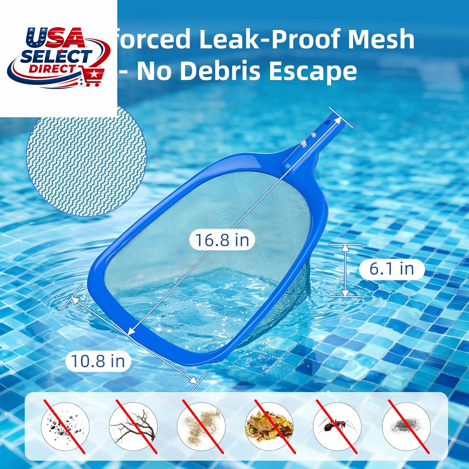 Swimming Pool Cleaning Kit with Aluminum Pole, Skimmer Net, Brush