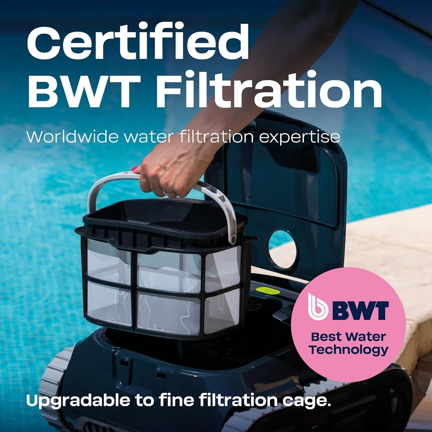 Cordless Smart Robotic Pool Cleaner 4,000 GPH Suction 3 Hour Runtime Waterline