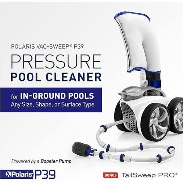 Polaris P39 Pressure Side Pool Cleaner – All Wheel Drive – TailSweep PRO – Dual