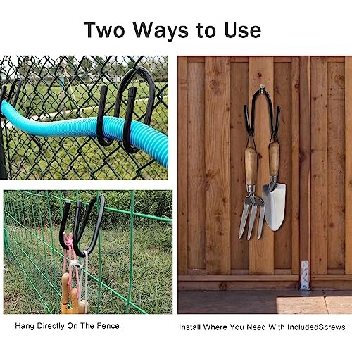 PCS Fence Hooks – Black Chain Link Fence Hangers for Pool Poles, Nets, 12