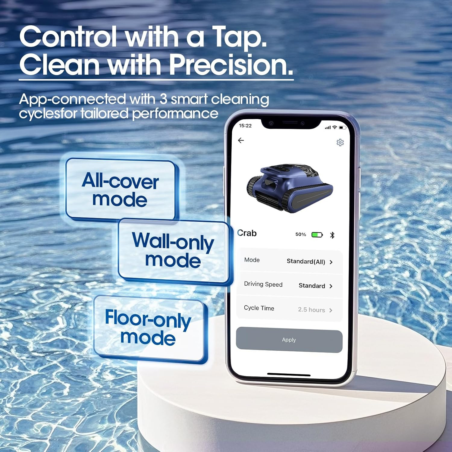 Cordless Robotic Pool Cleaner, Pool Vacuum 180W Brushless Motor, 45000Pa Suction
