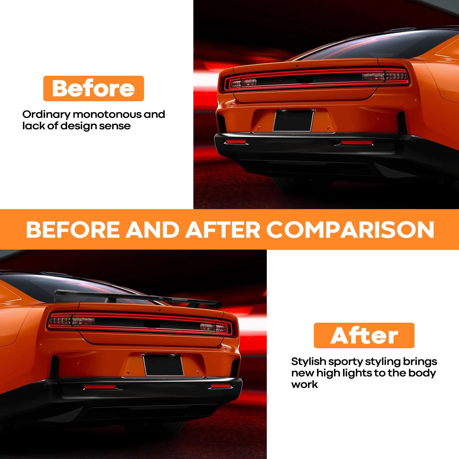 Universal Rear Spoiler 54 Inch Seagull Style Glossy Black