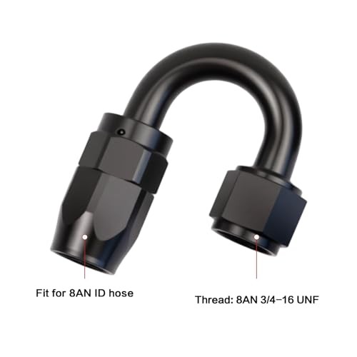 Aluminum Swivel Hose End Fitting 180 Degree for Braided CPE Fuel 8AN
