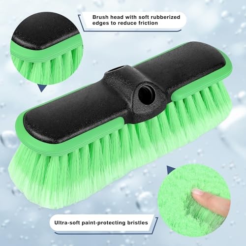 10“ Car Wash Brush Head, Scrub Brush Attachment for Extension Pole, Outdoor