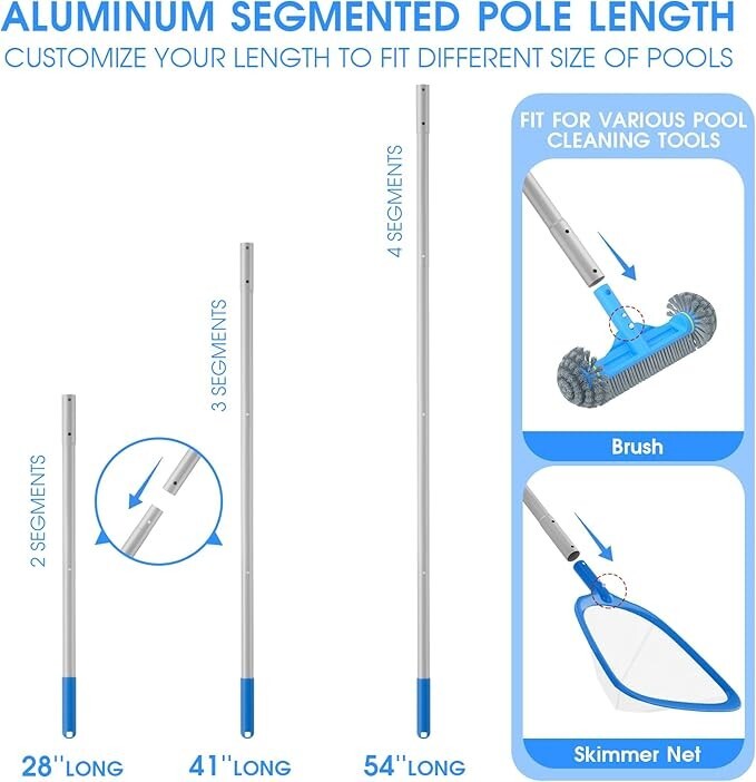 Kit de limpieza de piscinas de 3 piezas cepillo de piscina de 12,5 » con extremo