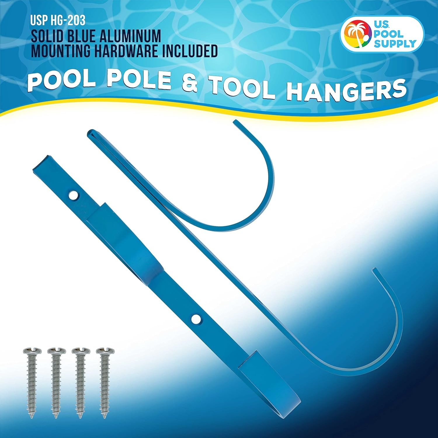 Pool Pole Hanger – 2 Blue Aluminum Pool Hooks for Poles – Equipment Fence Hoo…
