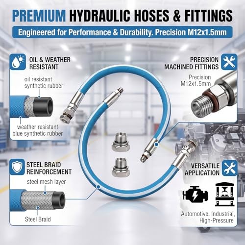 2 Pack 12mm Upgraded Engine Oil Drain Hose M12x1.5mm 18&Prime; Length Heavy Duty