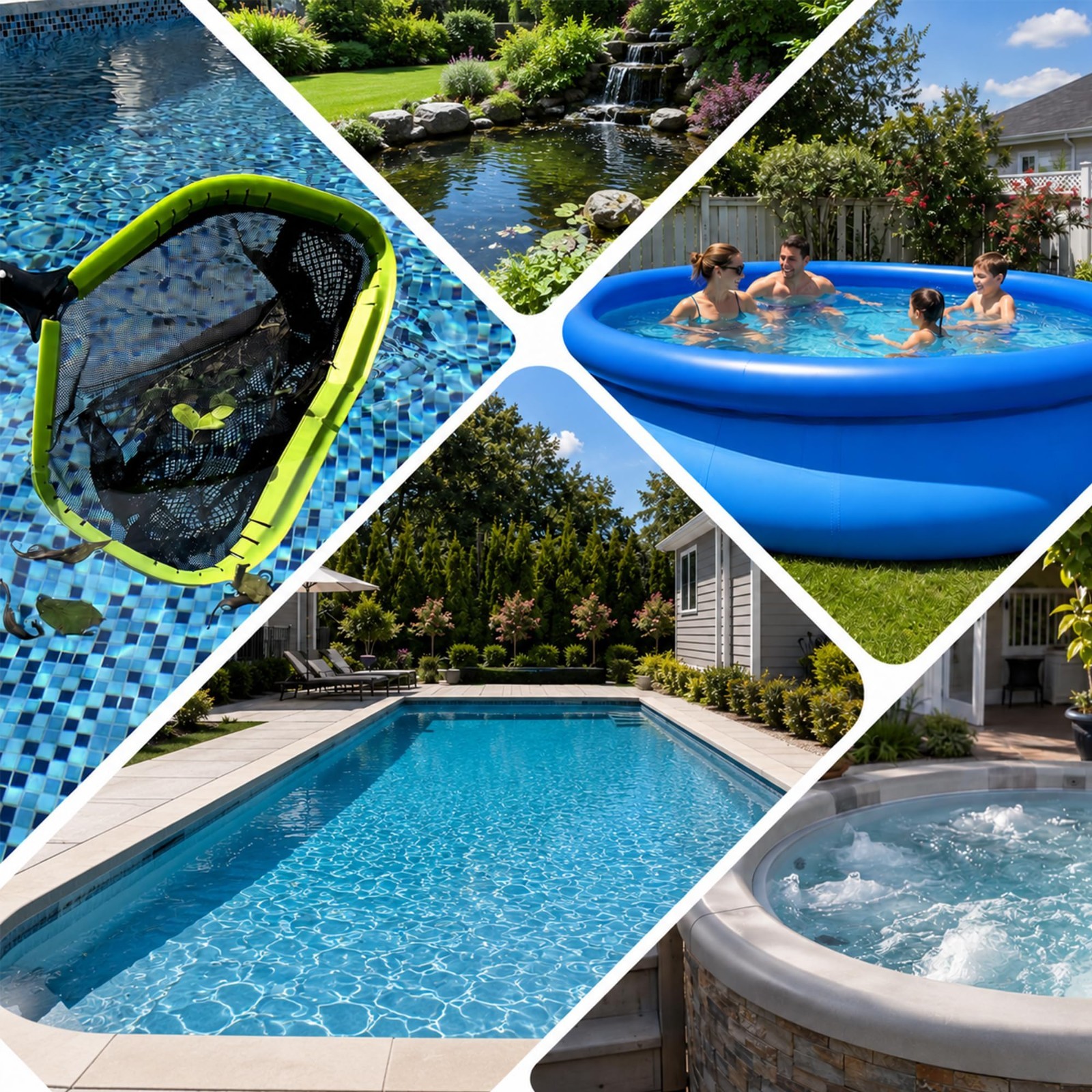 Heavy Duty Pool Leaf Skimmer Net, Double-Layer Deep Bag, Aluminum Frame, Rake To