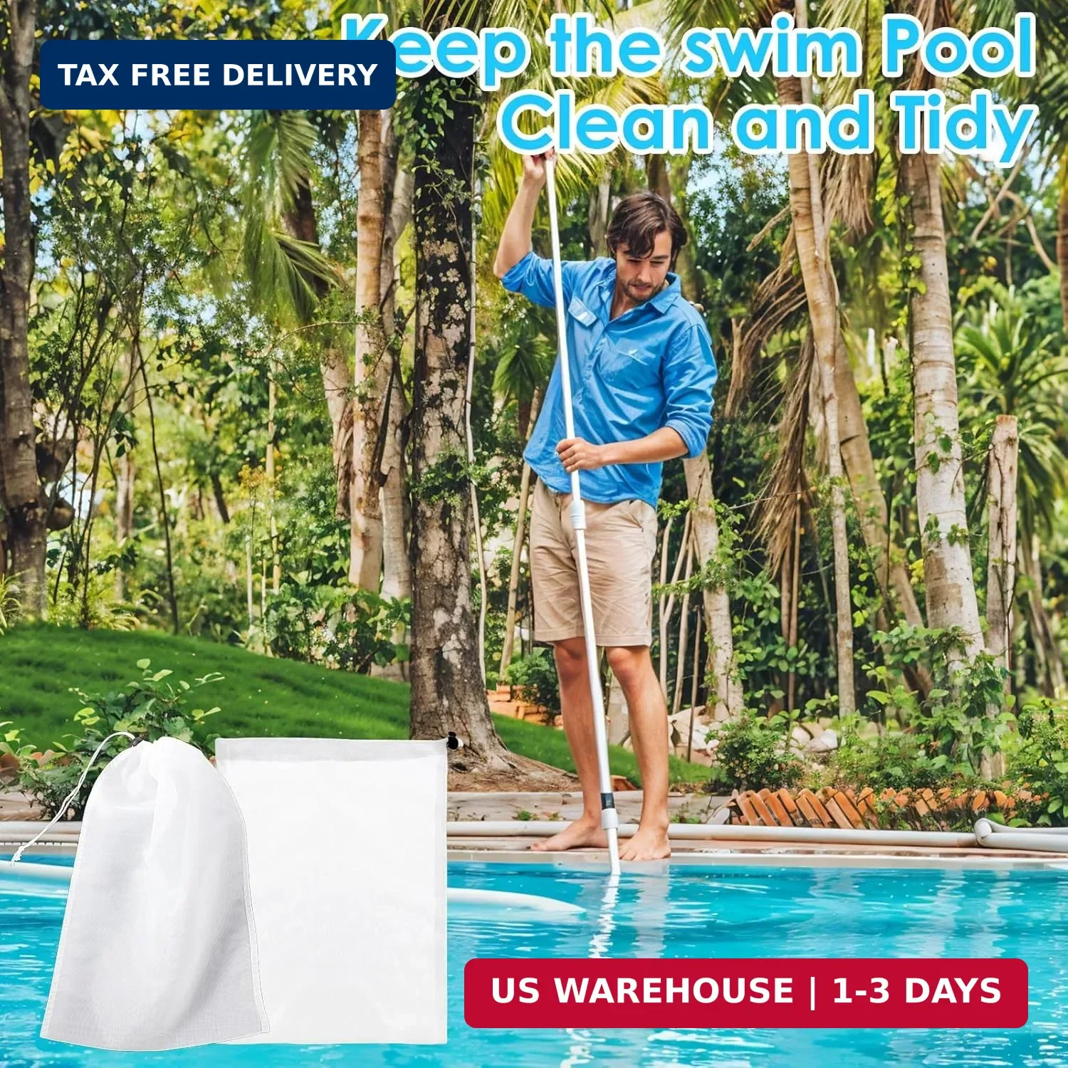 4 PCS Pool Vacuum Replacement Mesh Bag, Fine Mesh Filter Bags Pool Cleaner Bag S