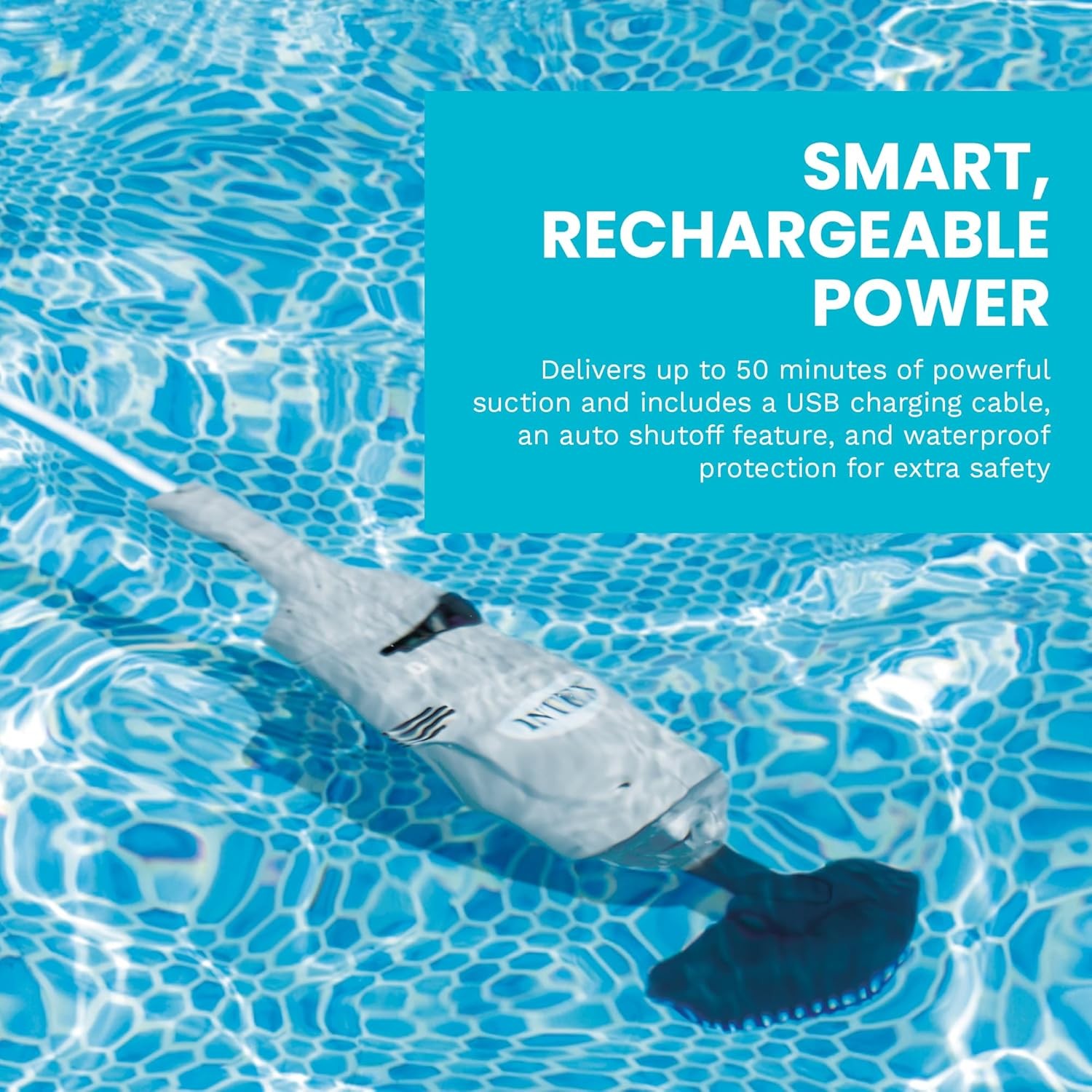 Intex Handheld Rechargeable Pool Vacuum Cleaner 94&Prime; Telescoping Pole 28620EP