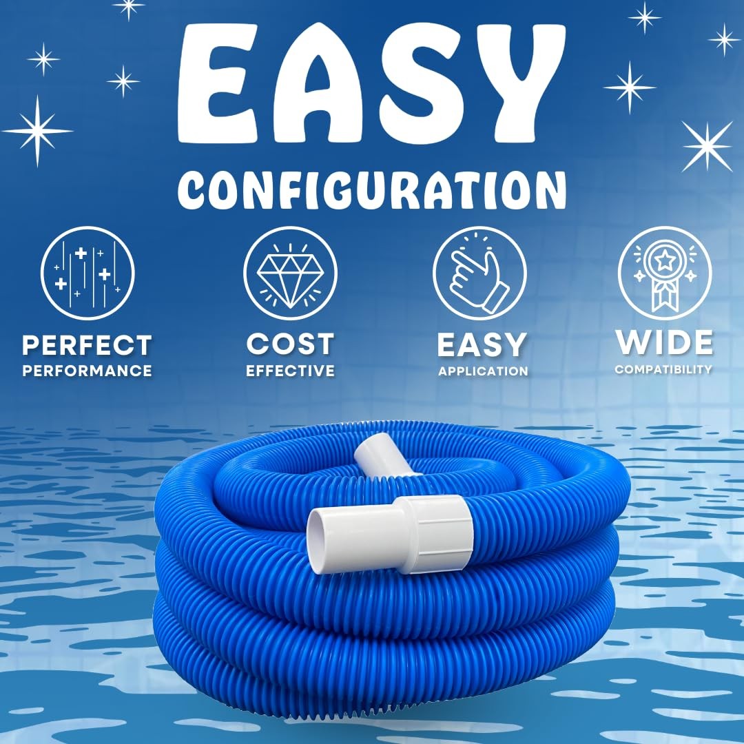 Poolzilla 1.5&Prime;x30&prime; Spiral Wound EVA Pool Vacuum Hose w/ Swivel Cuff