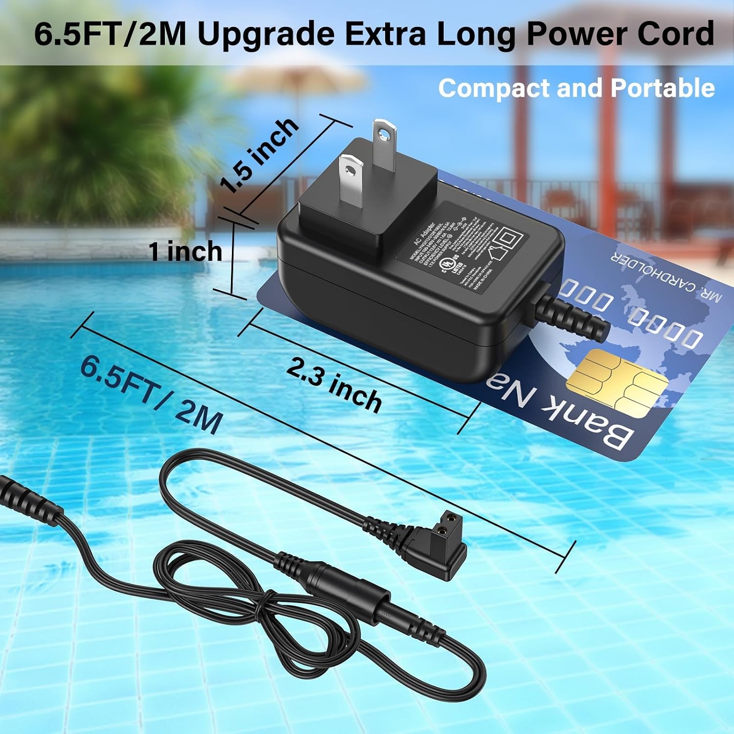 12.6V 1A Pool Vacuum Charger for Cordless Robotic Cleaners, Power Adapter