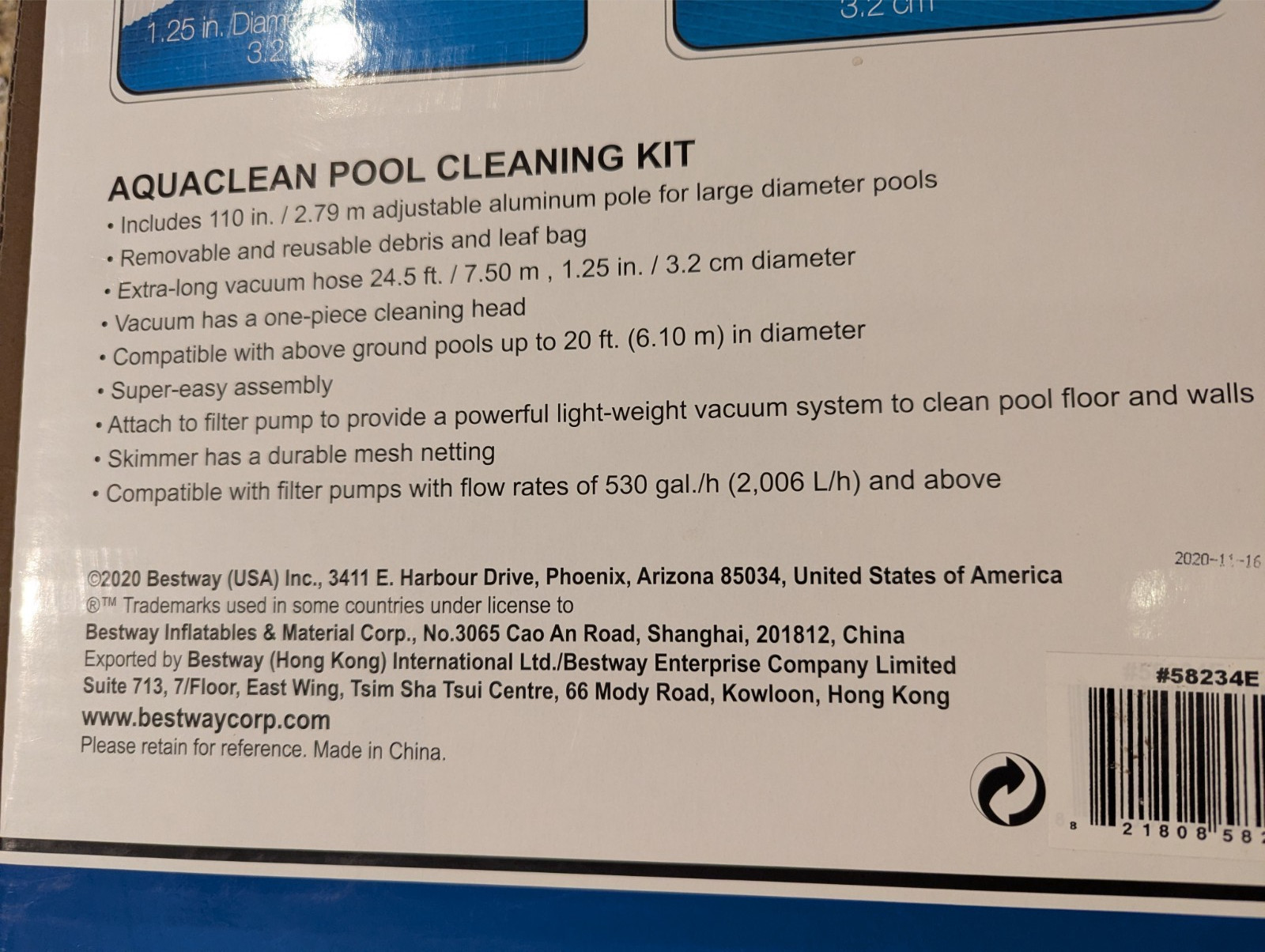 Bestway 58234 Above Ground Pool Cleaning Maintenance Accessories Set Kit