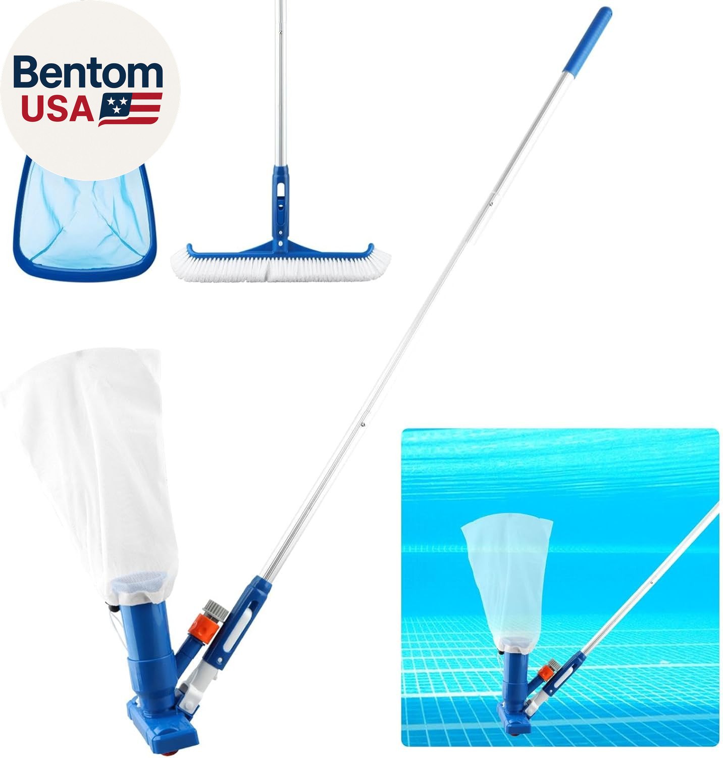 Swimming Pool Cleaning Kit Includingspa Jet Vacuum Cleaner,Aluminum Frame Skimme
