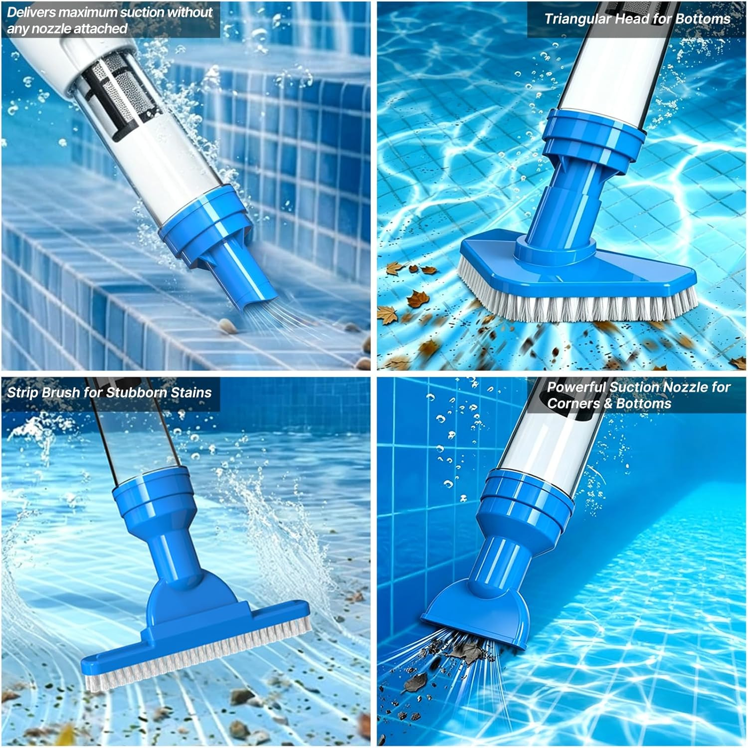 3 in 1 Cordless Rechargeable Pool Vacuum, Handheld Pool Cleaner Ideal for Spas,