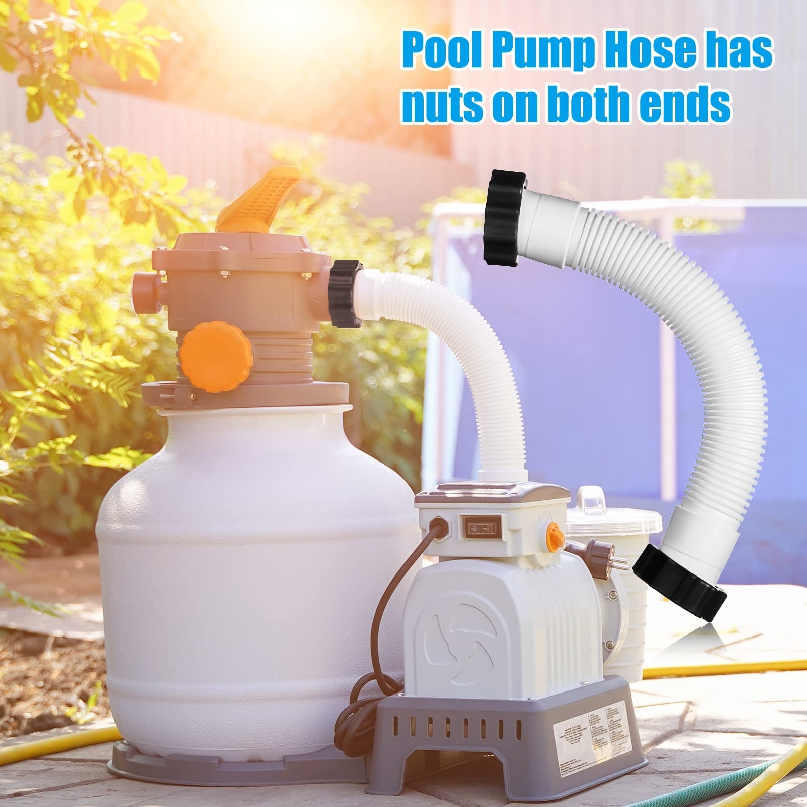 EBOOT 1 Pack 16 Inch Pool Pump Hoses for Above Ground Pools 16 inches, White