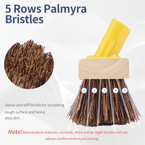 Floor Scrub Brush with Long Handle – 60&Prime; Heavy Duty Deck Brush with Stiff