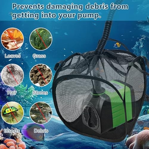 2Pcs Pop Up Pond Filter Bag 7inch Stainless Steel Wire Water Pump 7in-2Pcs