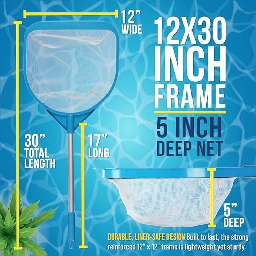 Pool Skimmer Net 30 Inch Fine Mesh Hand Held Spa Hot Tub Pond Cleaning Deep