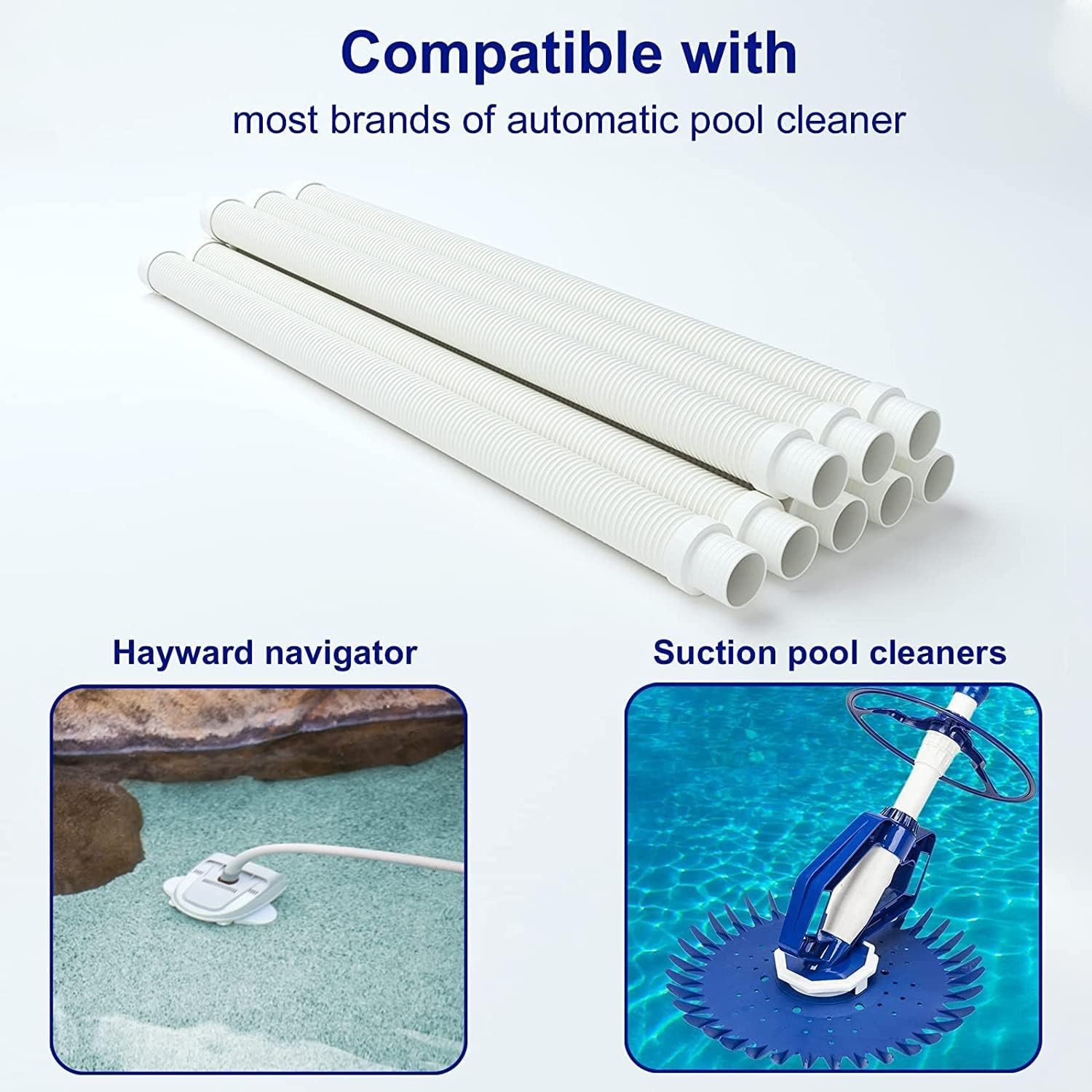 8 Count Heavy-Duty Pool Vacuum Hose – 1.5 Inches, Compatible with Major Cleaners
