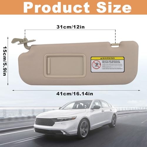 Pair Sun Visor Compatible with 2011-2016 Hyundai Elantra (Beige) Left + Right